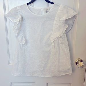 White Ruffle Sleeve Top
